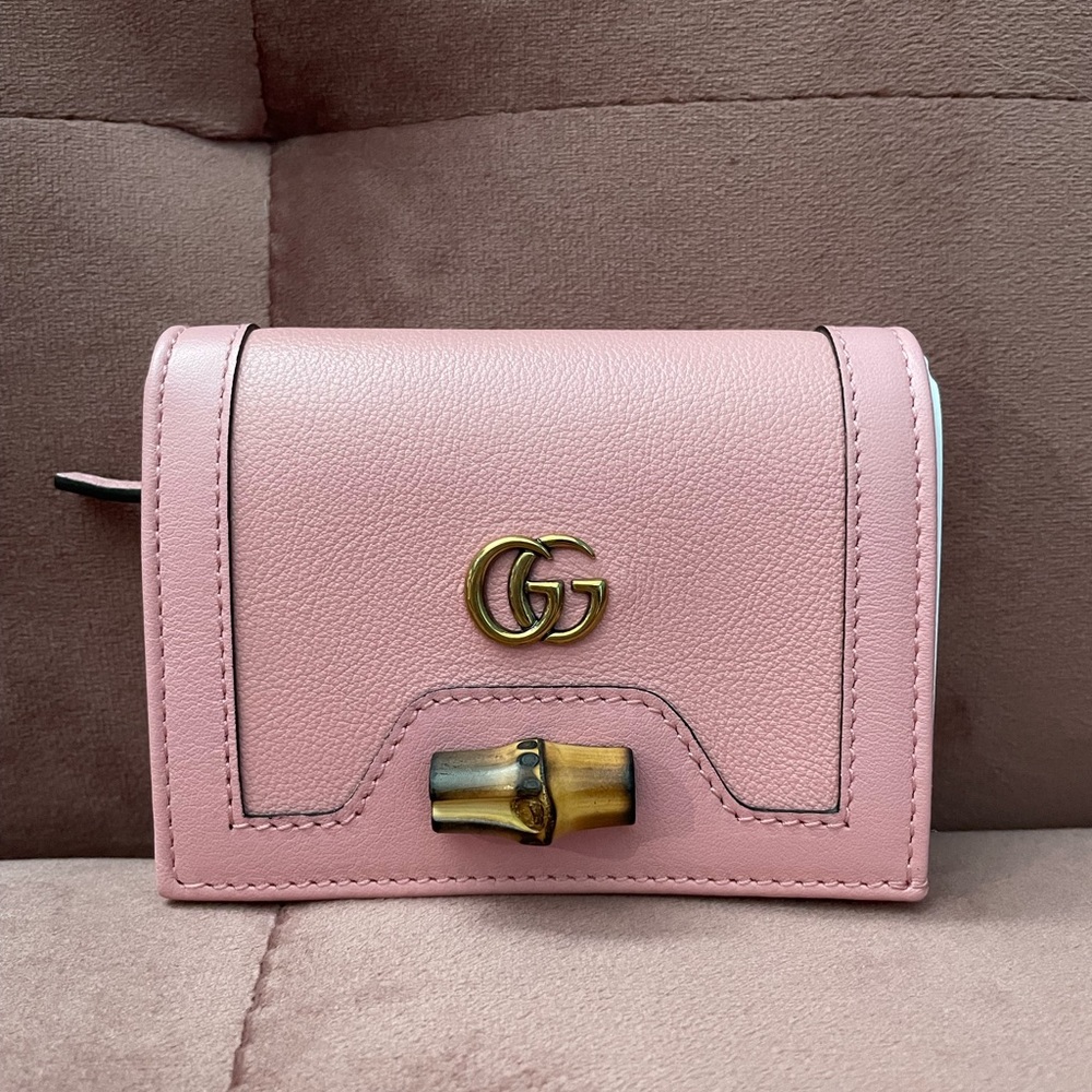Gucci Diana Card Case Wallet In Pink
